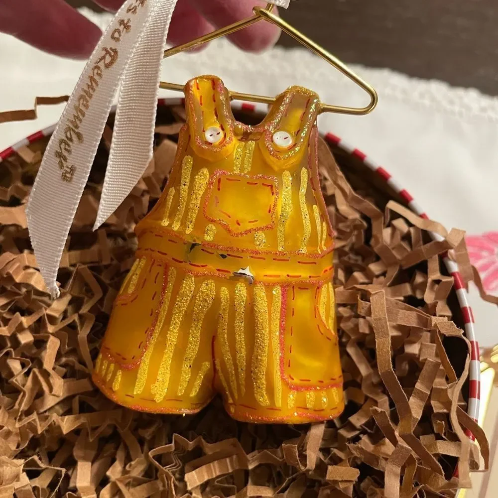 Ornaments to Remember Yellow Glass Knickers on a Metal Hanger Ornament